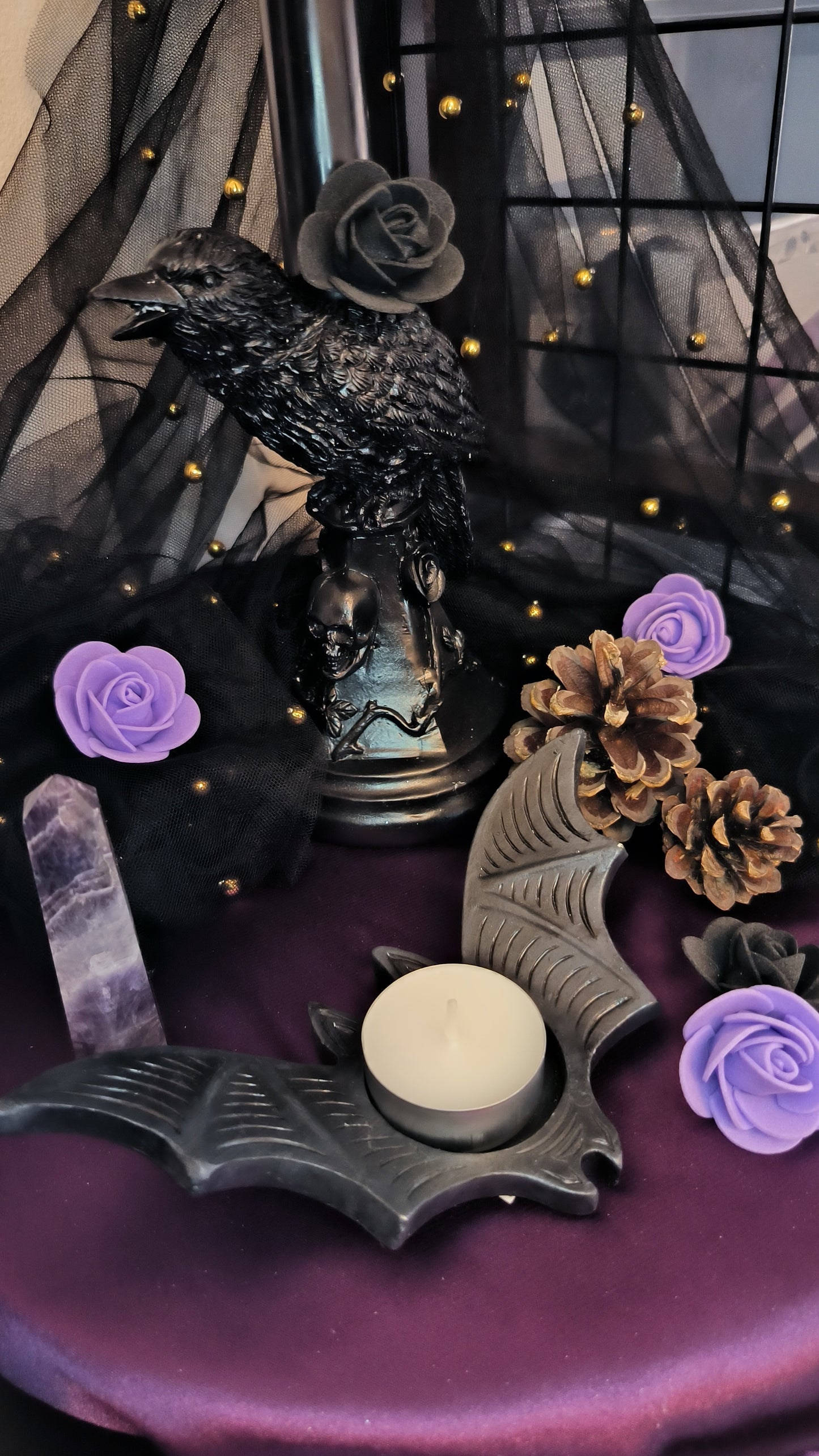 Bougeoir " Ailes nocturne " pour bougie chauffe-plat