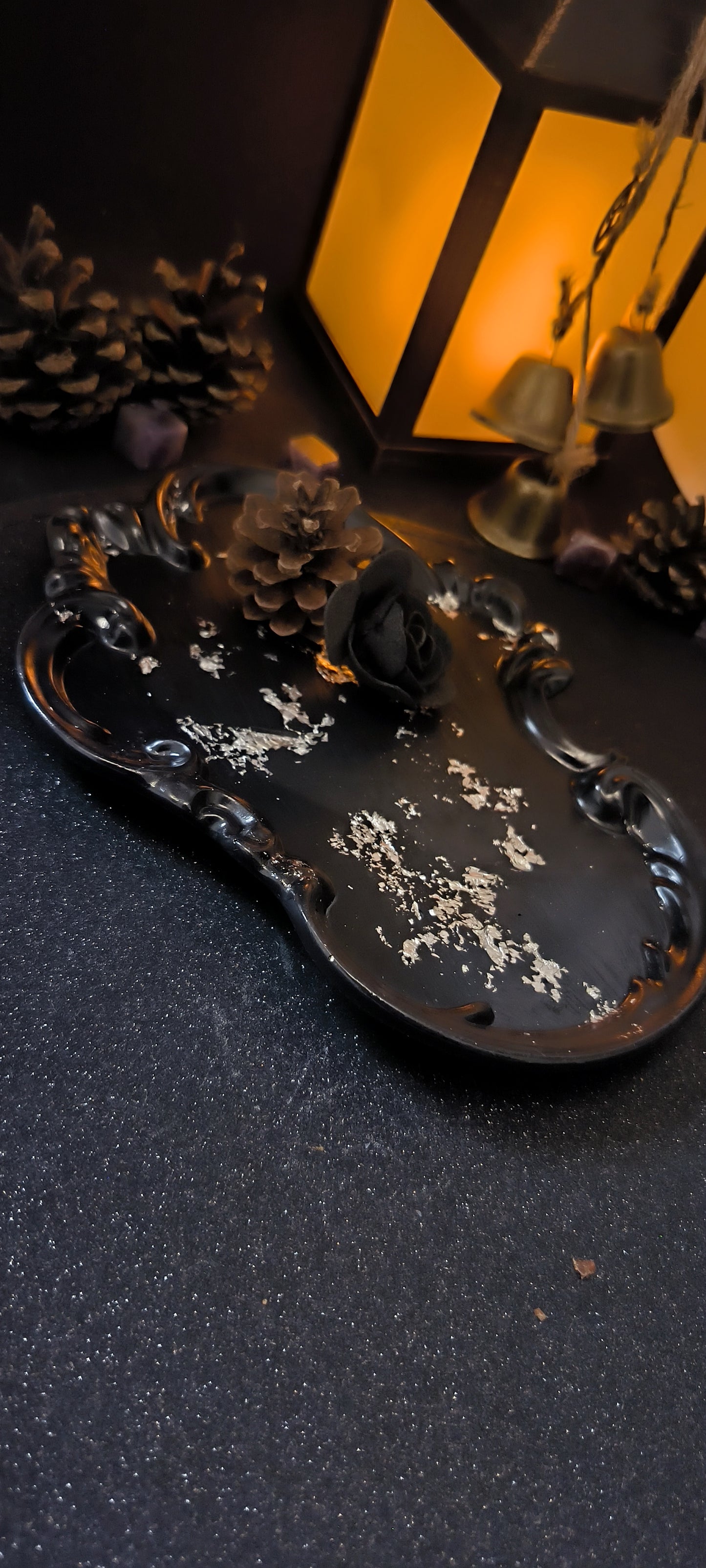 Plateau Baroque en jesmonite - argent