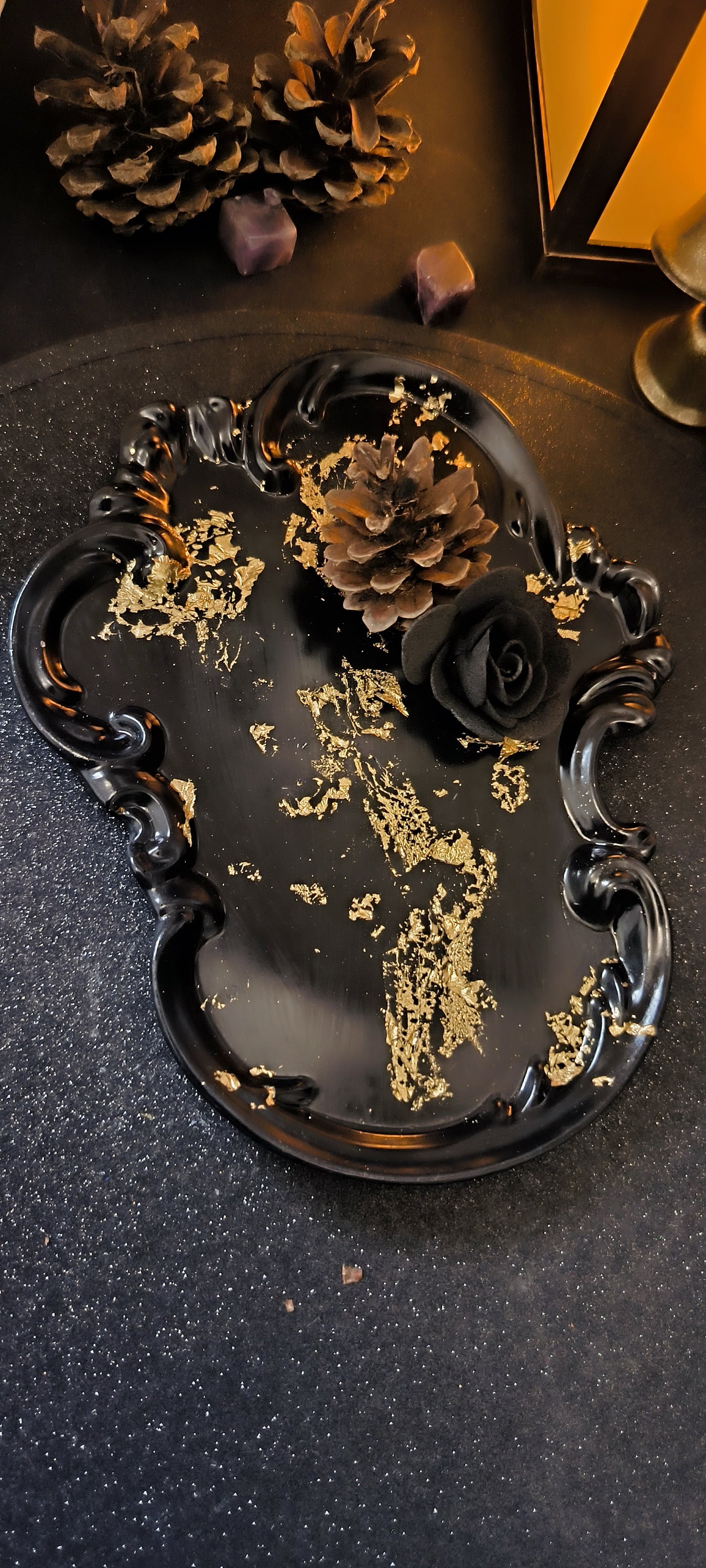 Plateau Baroque en jesmonite - or