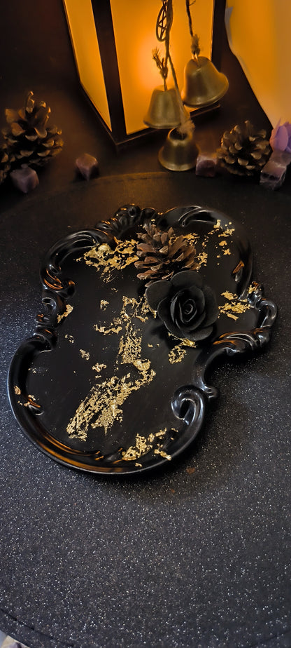 Plateau Baroque en jesmonite - or