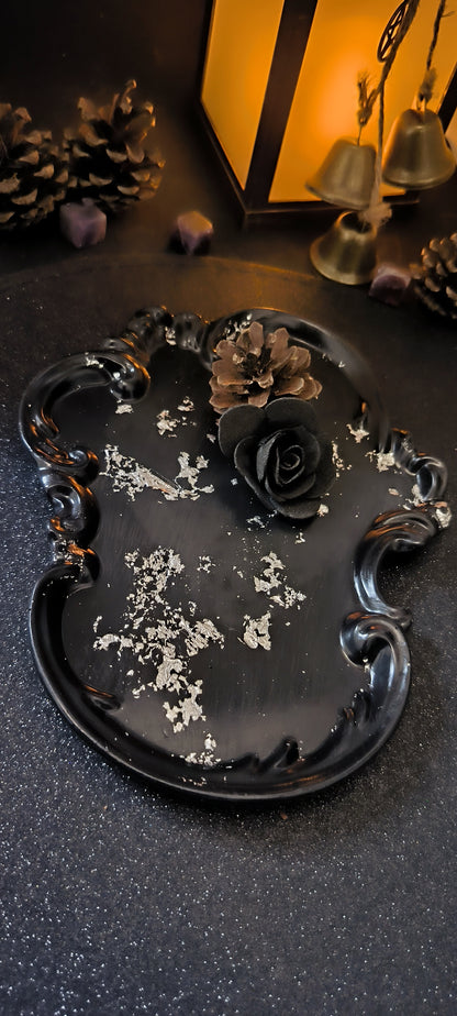 Plateau Baroque en jesmonite - argent